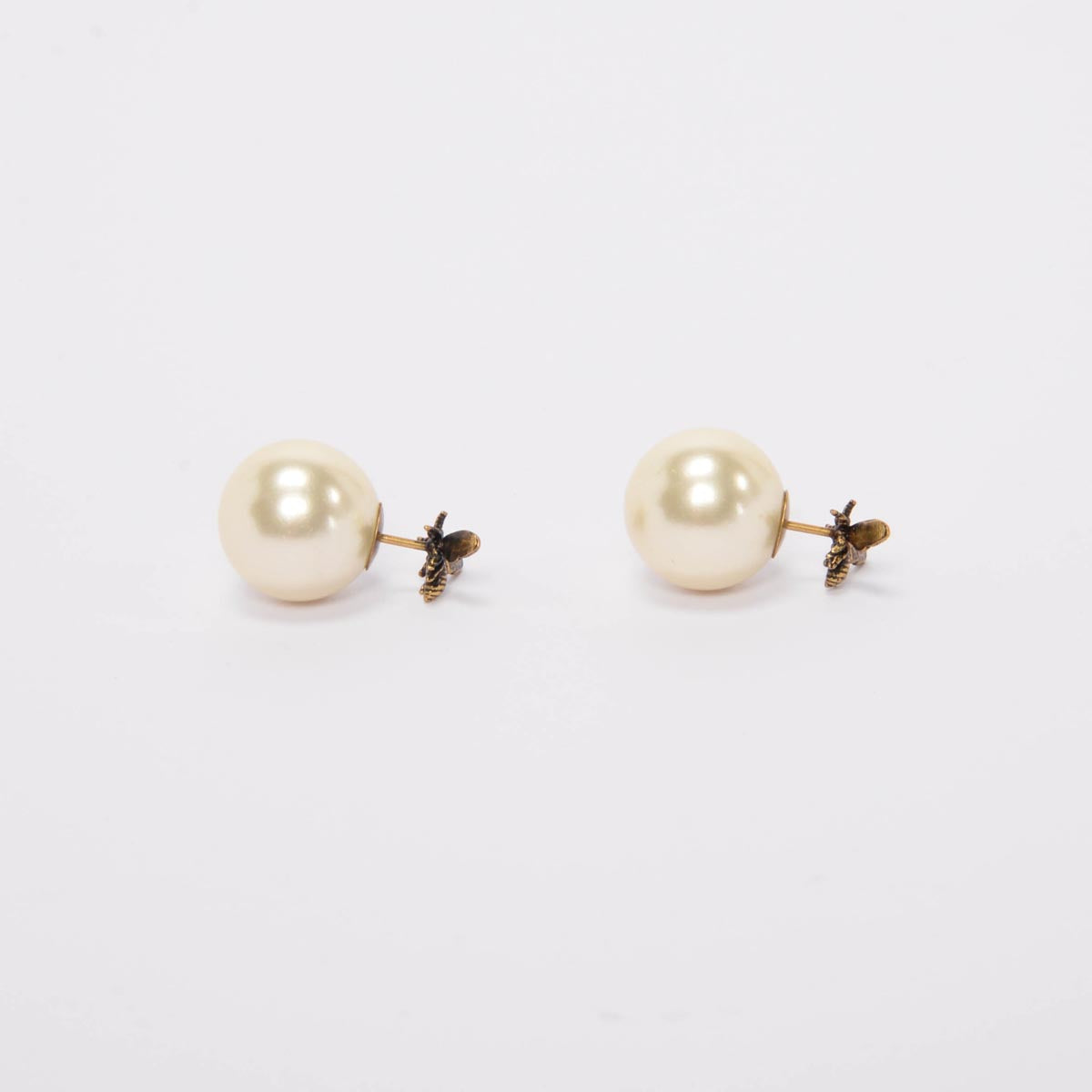 Dior Aged Gold Pearl Tribales Bee Earrings