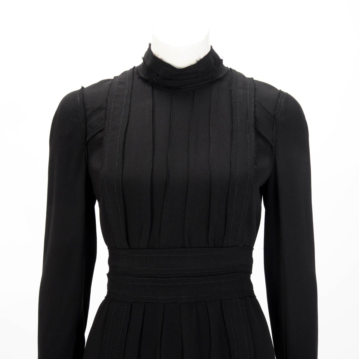 Prada Black Crepe Pleated Dress IT 40