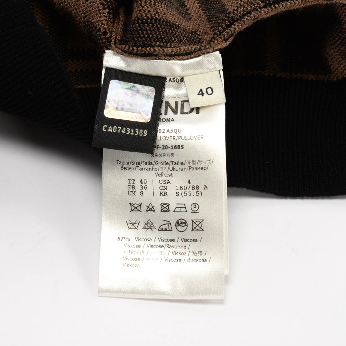 Fendi Brown Zucca Intarsia Top IT 40