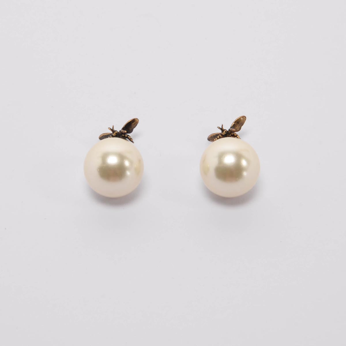 Dior Aged Gold Pearl Tribales Bee Earrings