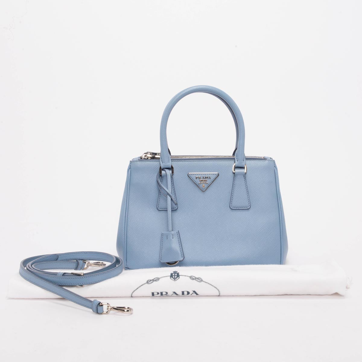 Prada Astrale Blue Saffiano Lux Small Galleria Bag