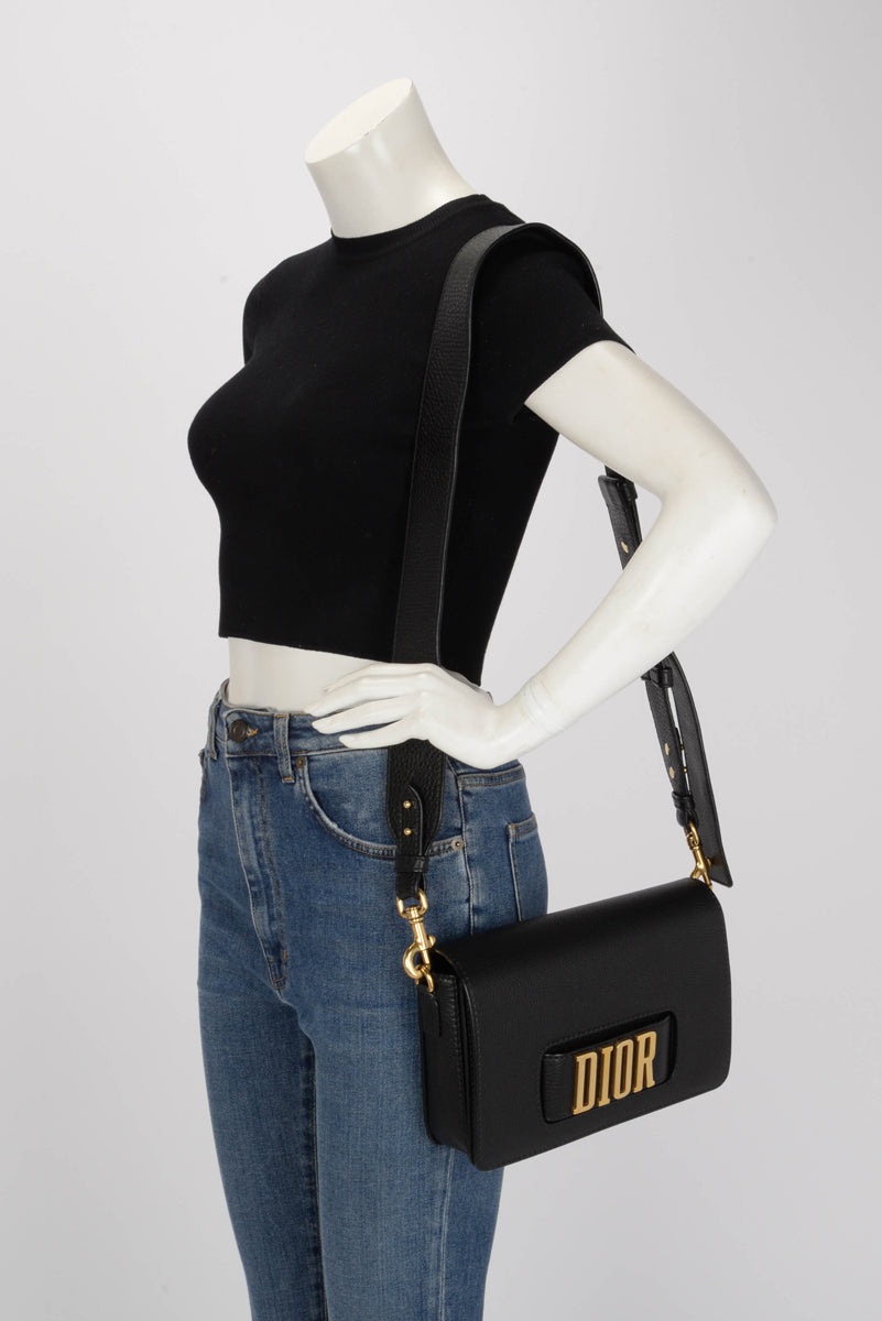 Dior Black Grained Calfskin Dio(R)evolution Flap Bag