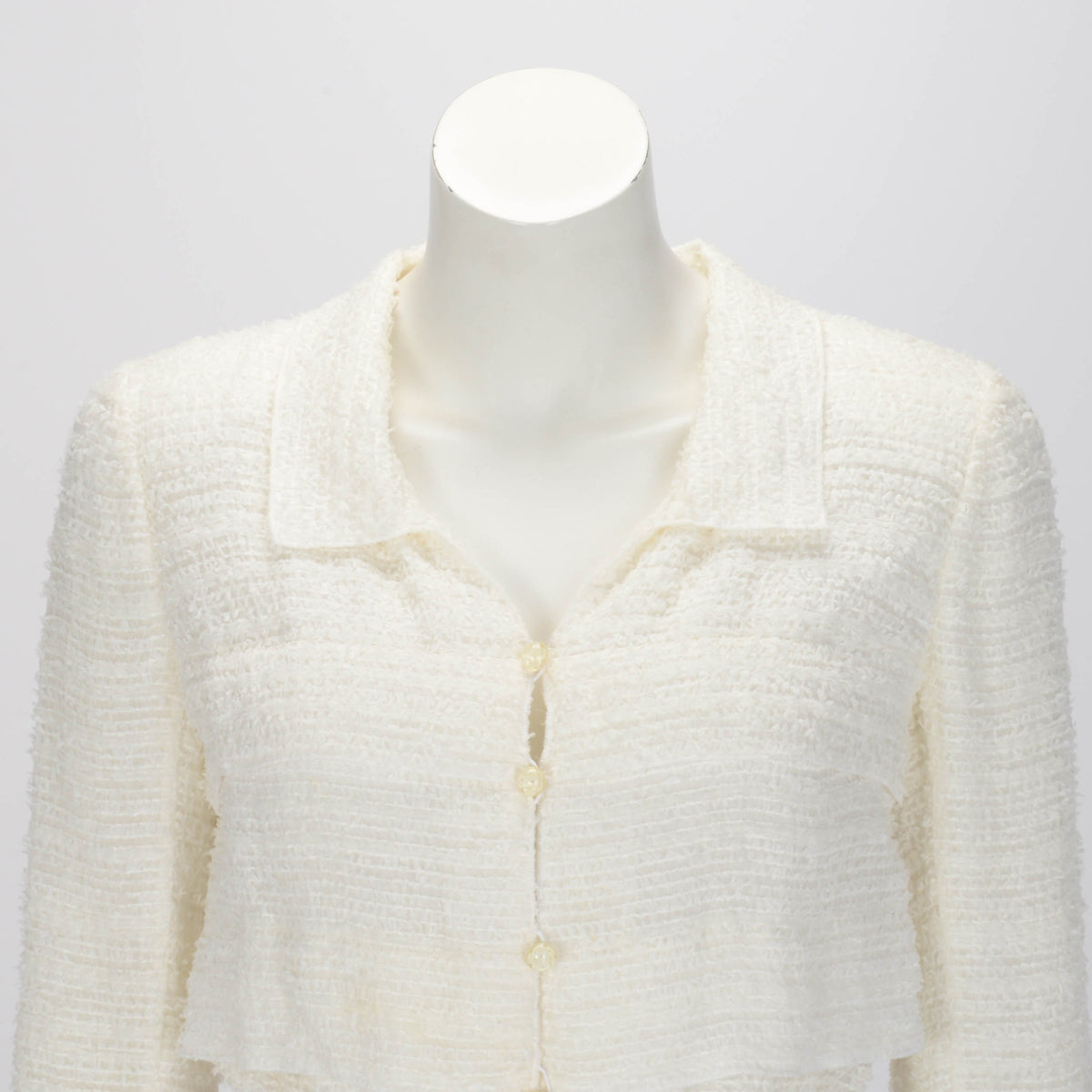 Chanel Ecru Fantasy Tweed Drawstring Jacket FR 40