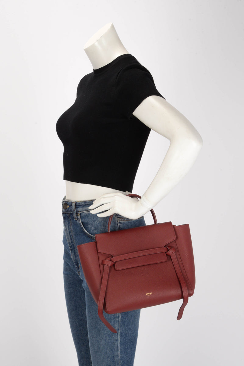 Celine Ruby Red Grained Calfskin Micro Belt Bag
