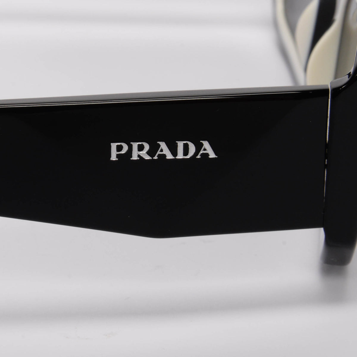 Prada Black Acetate Rectangle Symbole Sunglasses