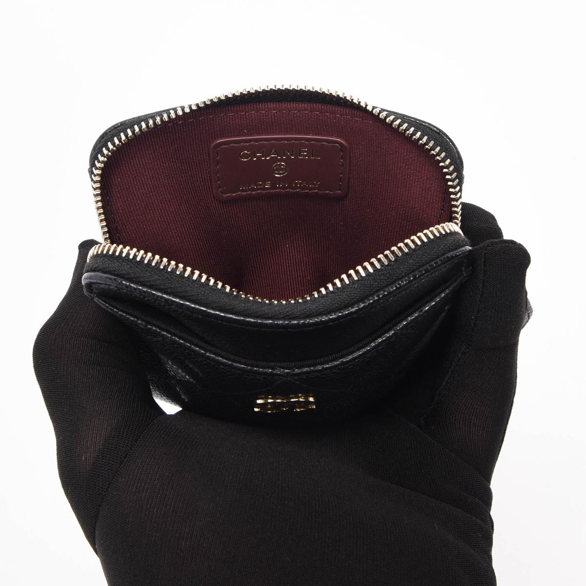 Chanel Black Caviar Classic Zip Square Card Holder