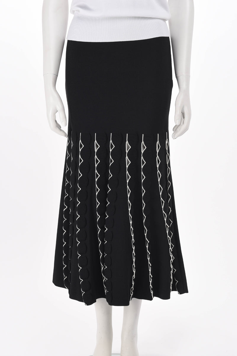 Alexander McQueen Black Knit Scallop Detailed Skirt S