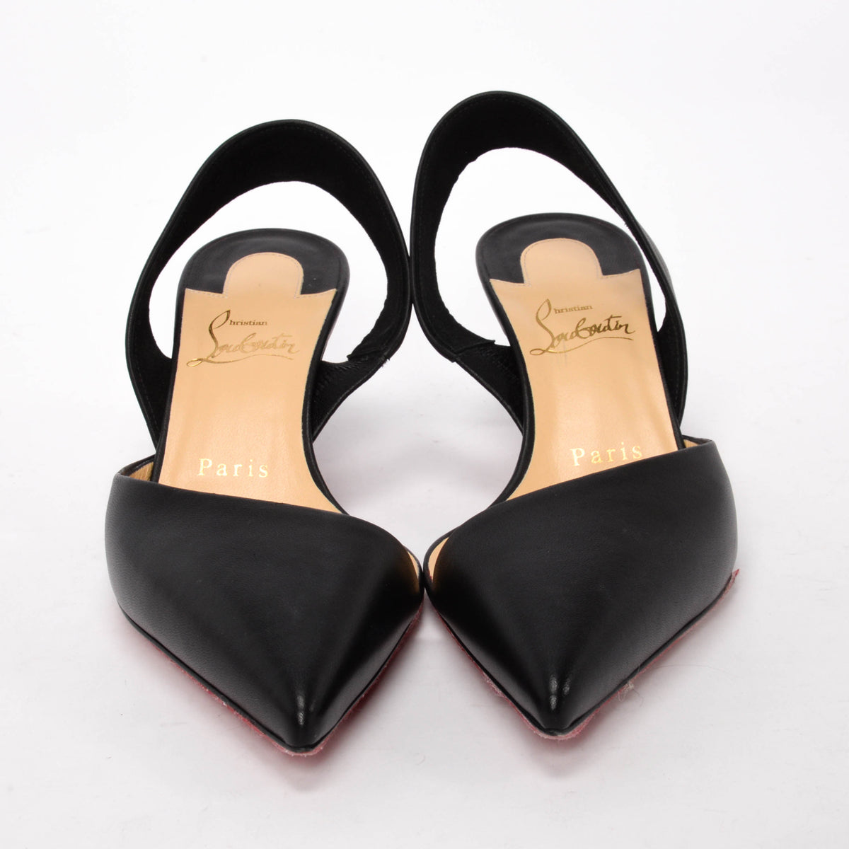 Christian Louboutin Black Nappa Viola Slingback Pumps 37.5