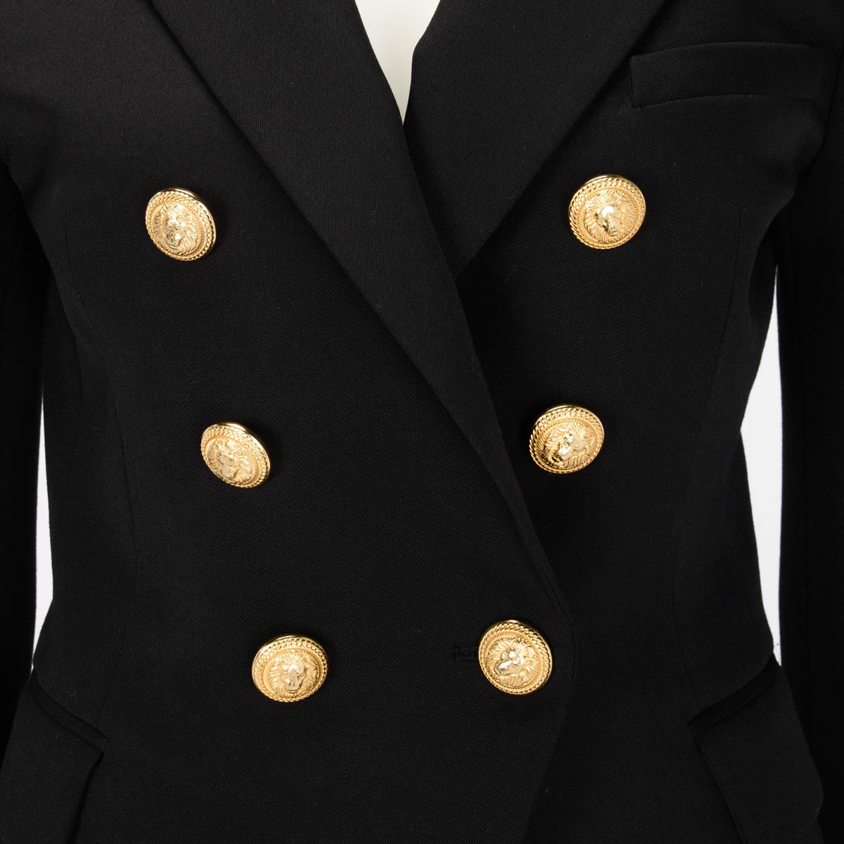Balmain Black Wool Twill Classic DB Blazer FR 40