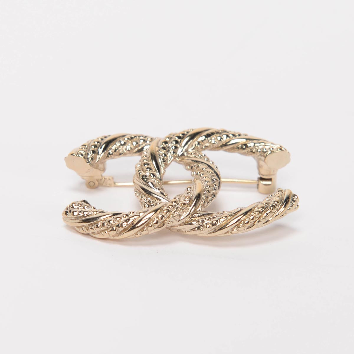 Chanel Light Gold CC Twist Brooch