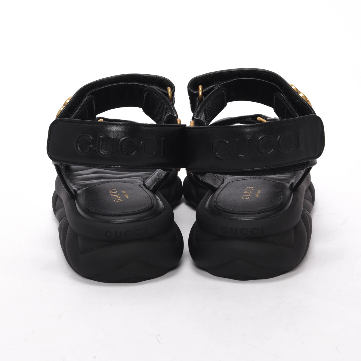 Gucci Black Matelasse GG Marmont Sandals 37.5