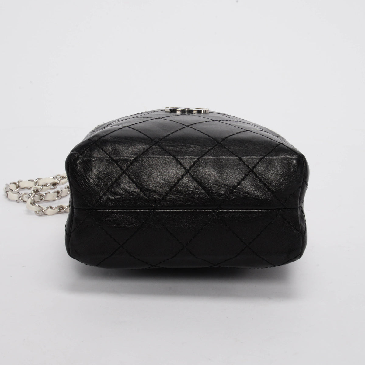 Chanel Black & White Quilted Lambskin Drawstring Shoulder Bag