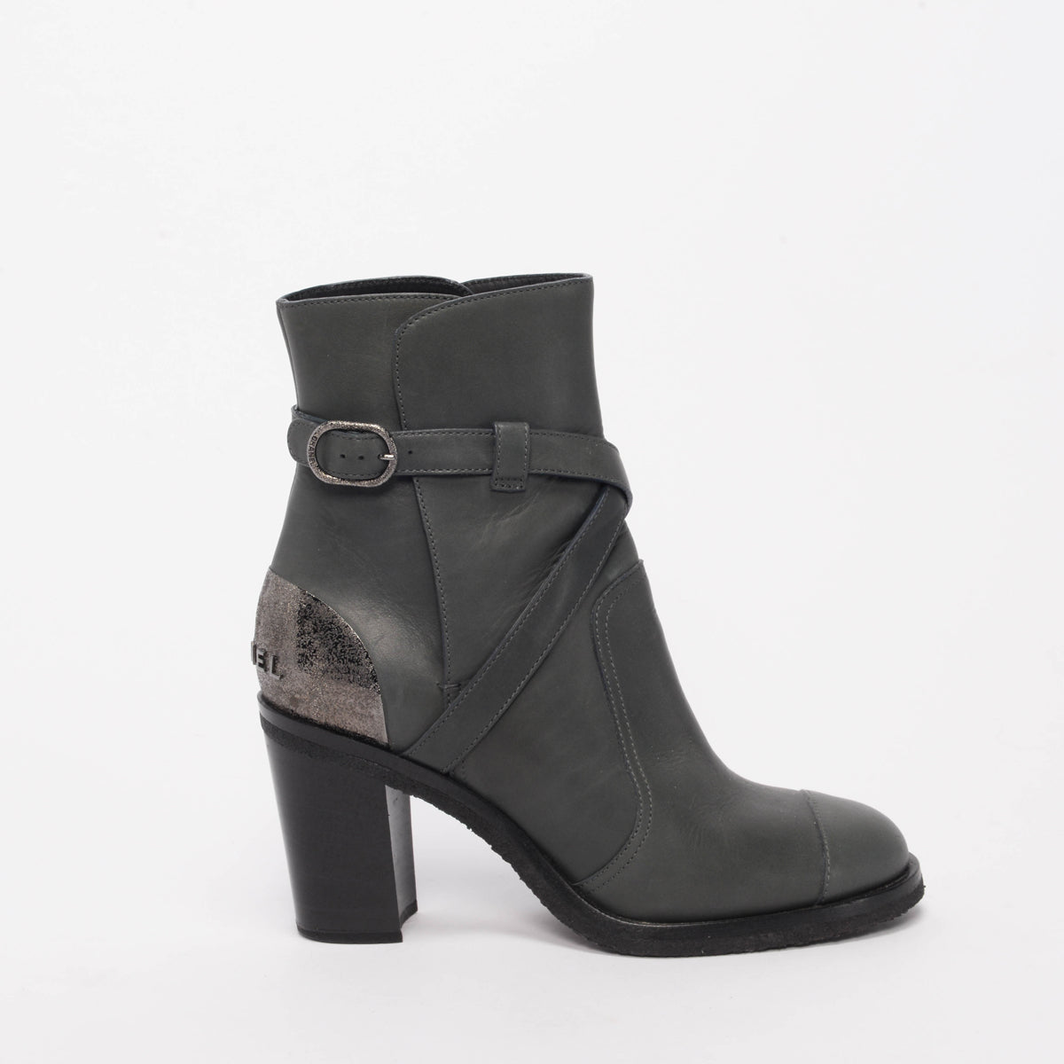 Chanel Army Green Lambskin Biker Ankle Boots 38