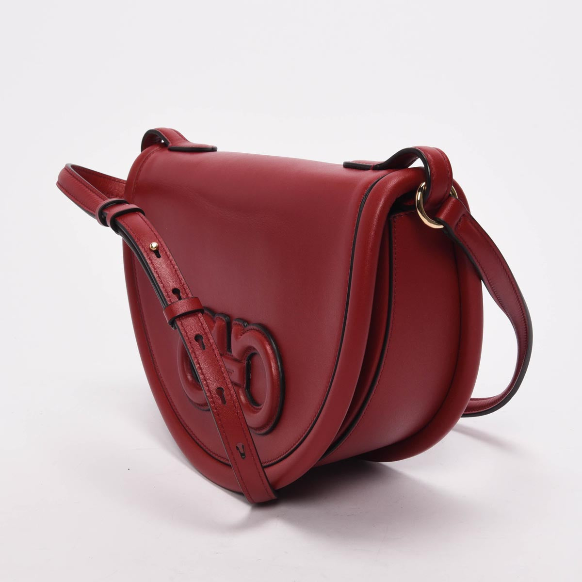 Ferragamo Red Sella Calfskin Aura Shoulder Bag