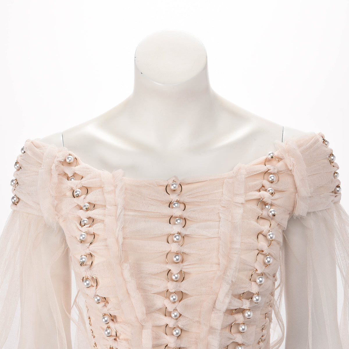 Zimmermann Cream Tulle Rhythmic Chain Pearl Top 0