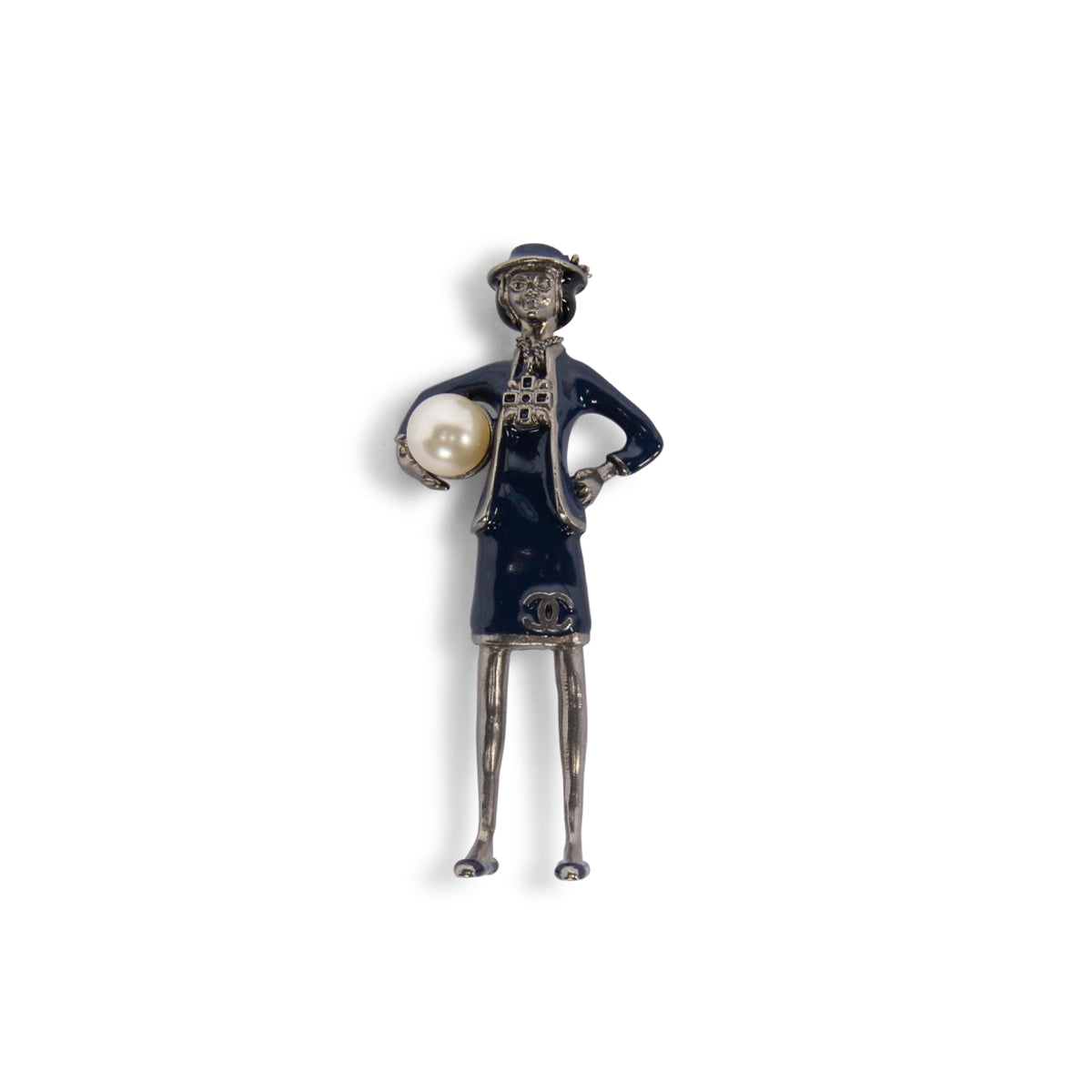 Chanel Ruthenium & Navy Enamel Coco Mademoiselle Brooch