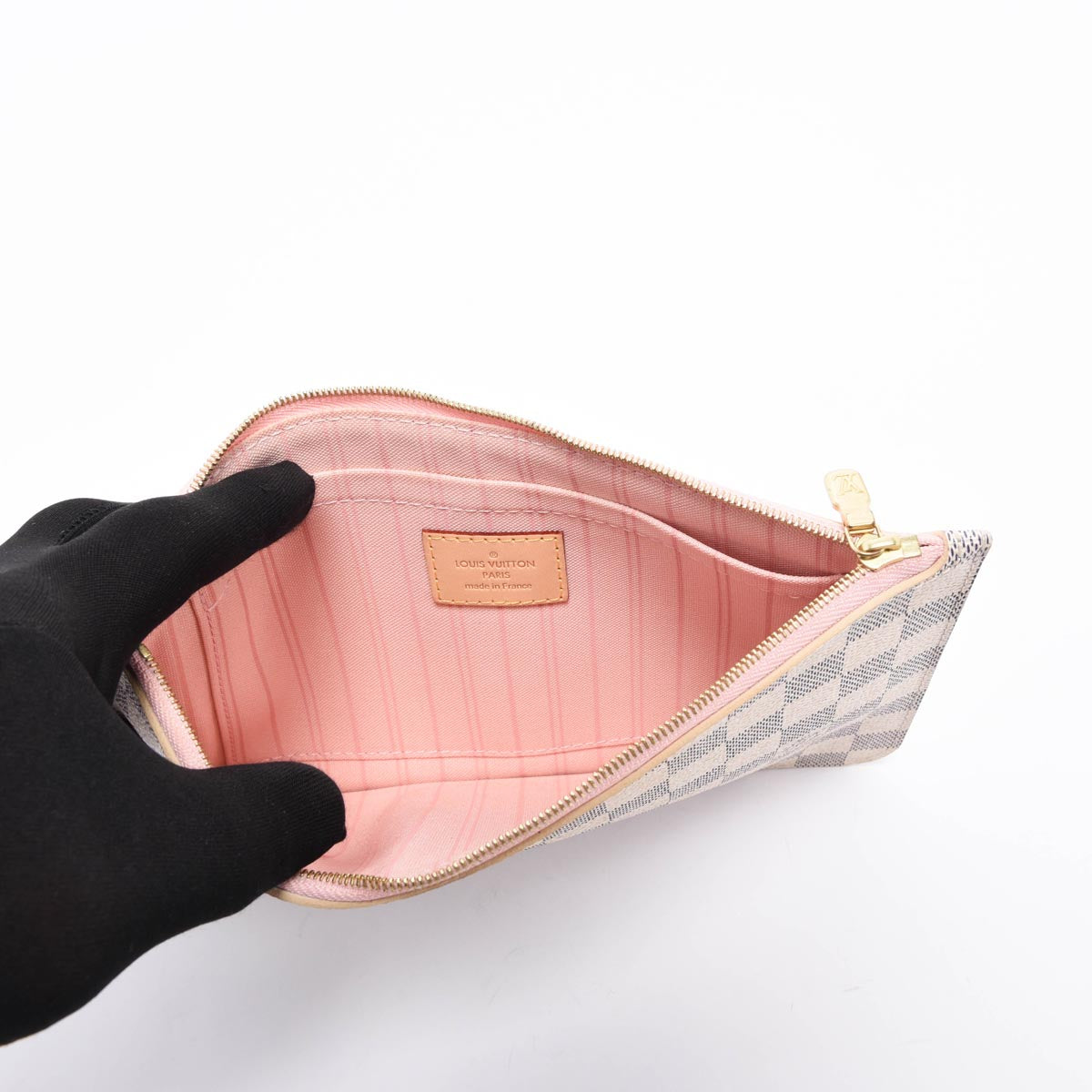 Louis Vuitton Rose Ballerine Damier Azur Neverfull Pouch