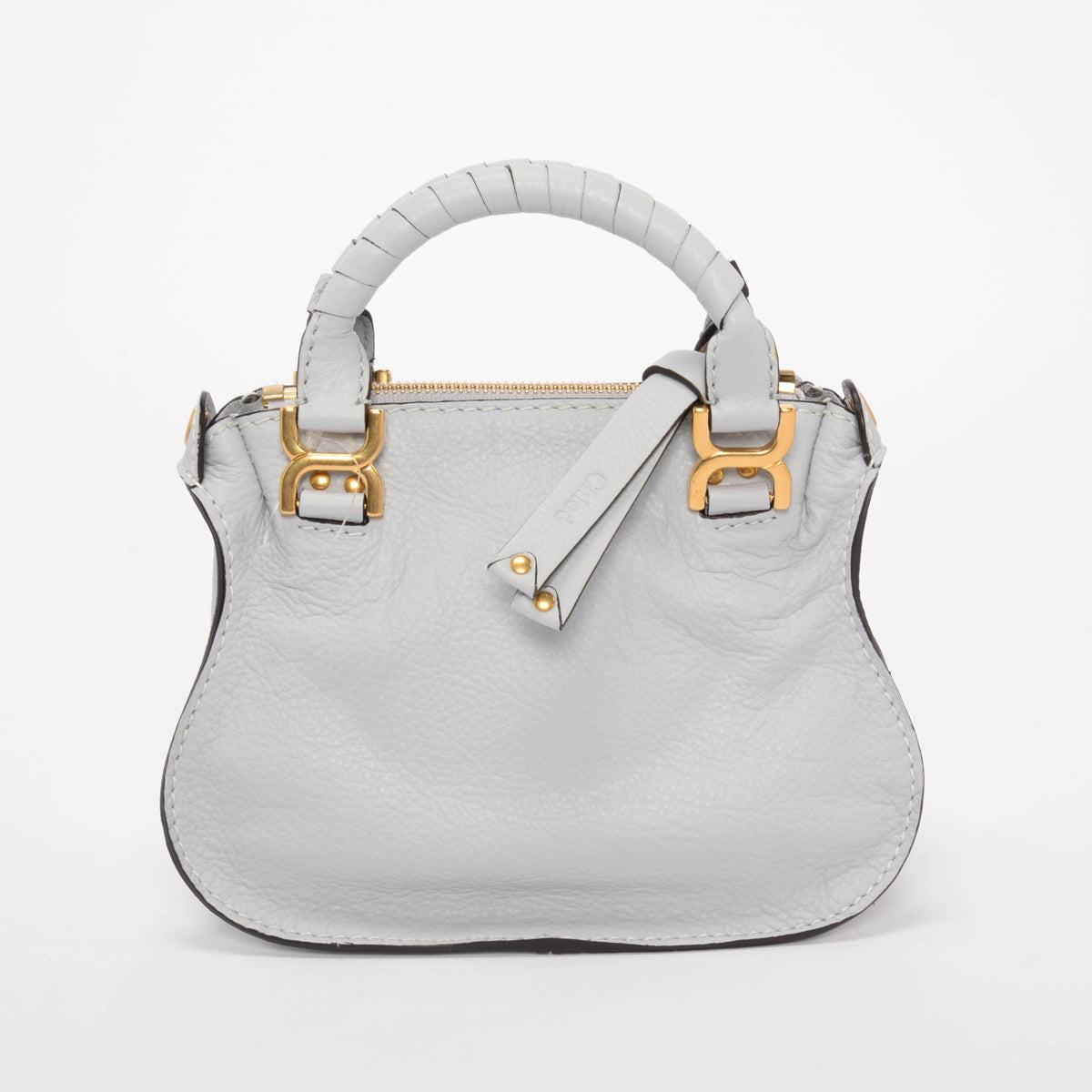 Chloe Pale Blue Grained Calfskin Mini Double Marcie Bag