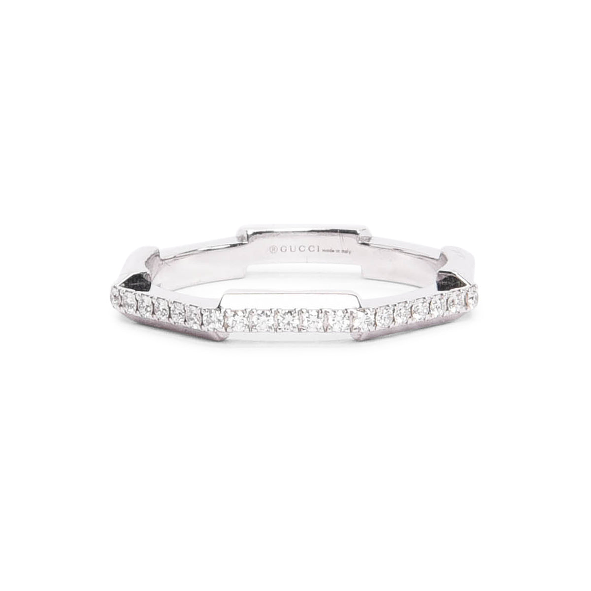 Gucci White Gold & Diamond Link To Love Ring