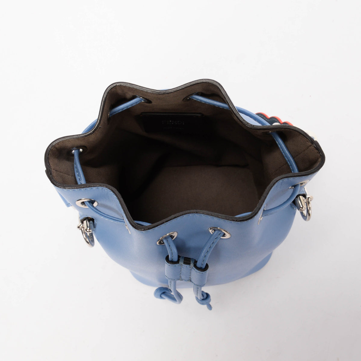 Fendi Blue Calfskin Mon Tresor Bucket Bag & Pearl Strap