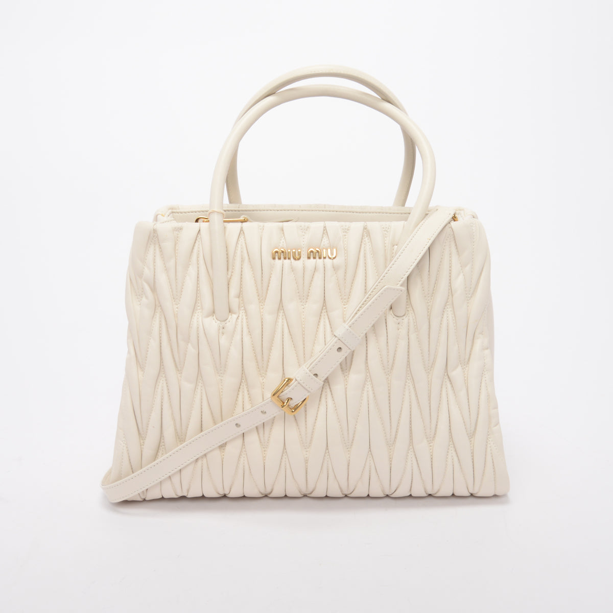 Miu Miu White Matelasse Small Tote