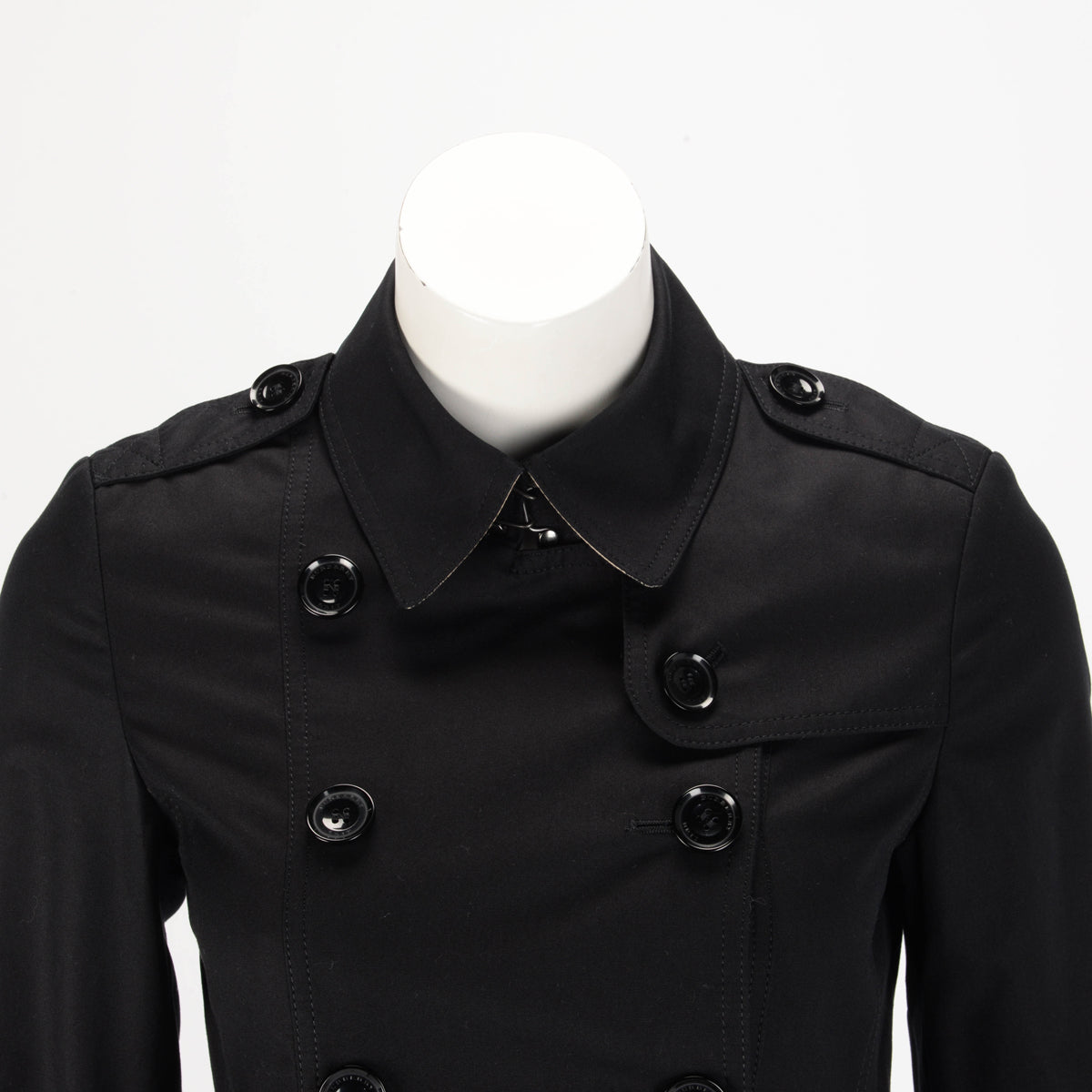 Burberry Black Cotton Cropped Trench Coat UK 4