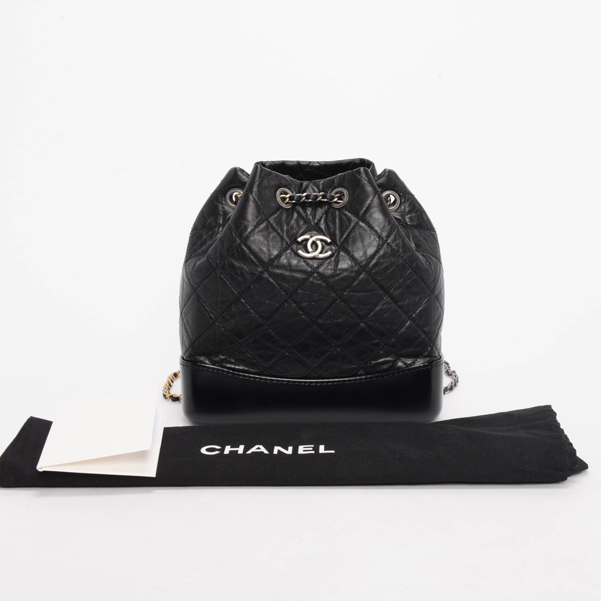 Chanel Black Aged Calfskin Small Gabrielle Backpack