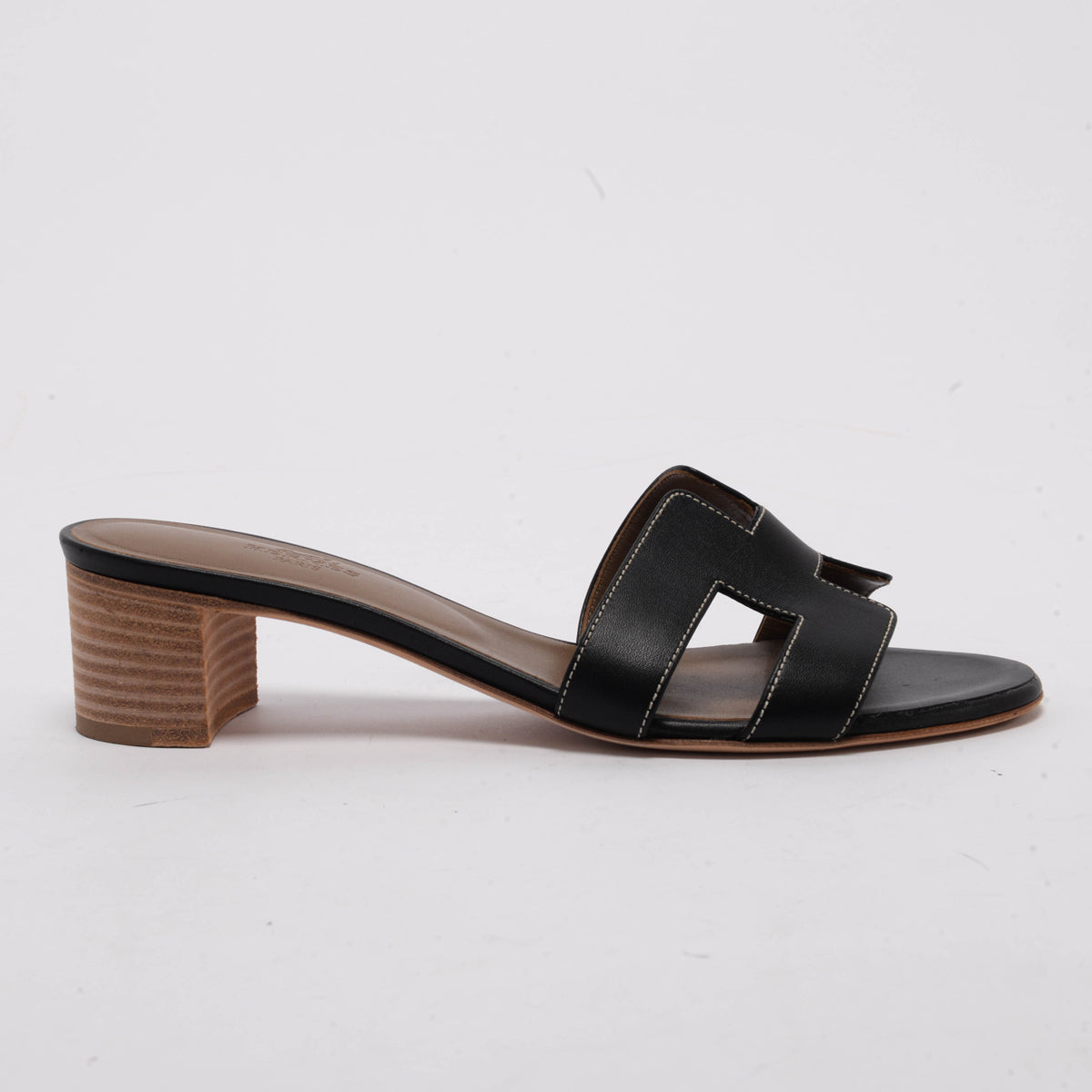 Hermes Black Calfskin Oasis Sandals 38.5