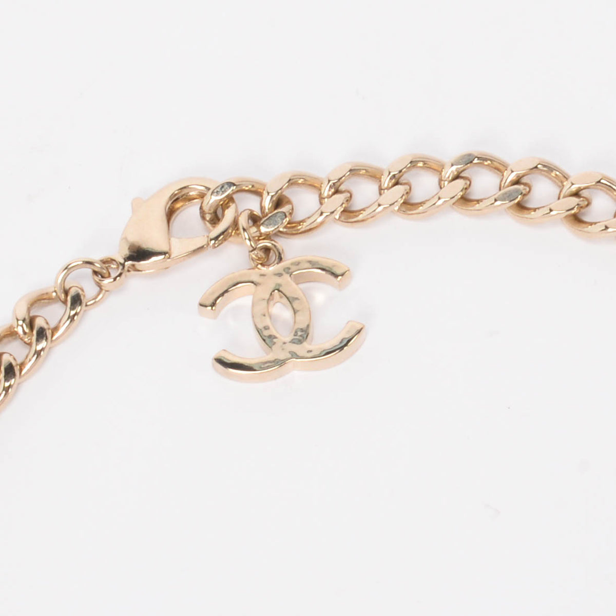 Chanel Light Gold Crystal CC Bar Choker Necklace