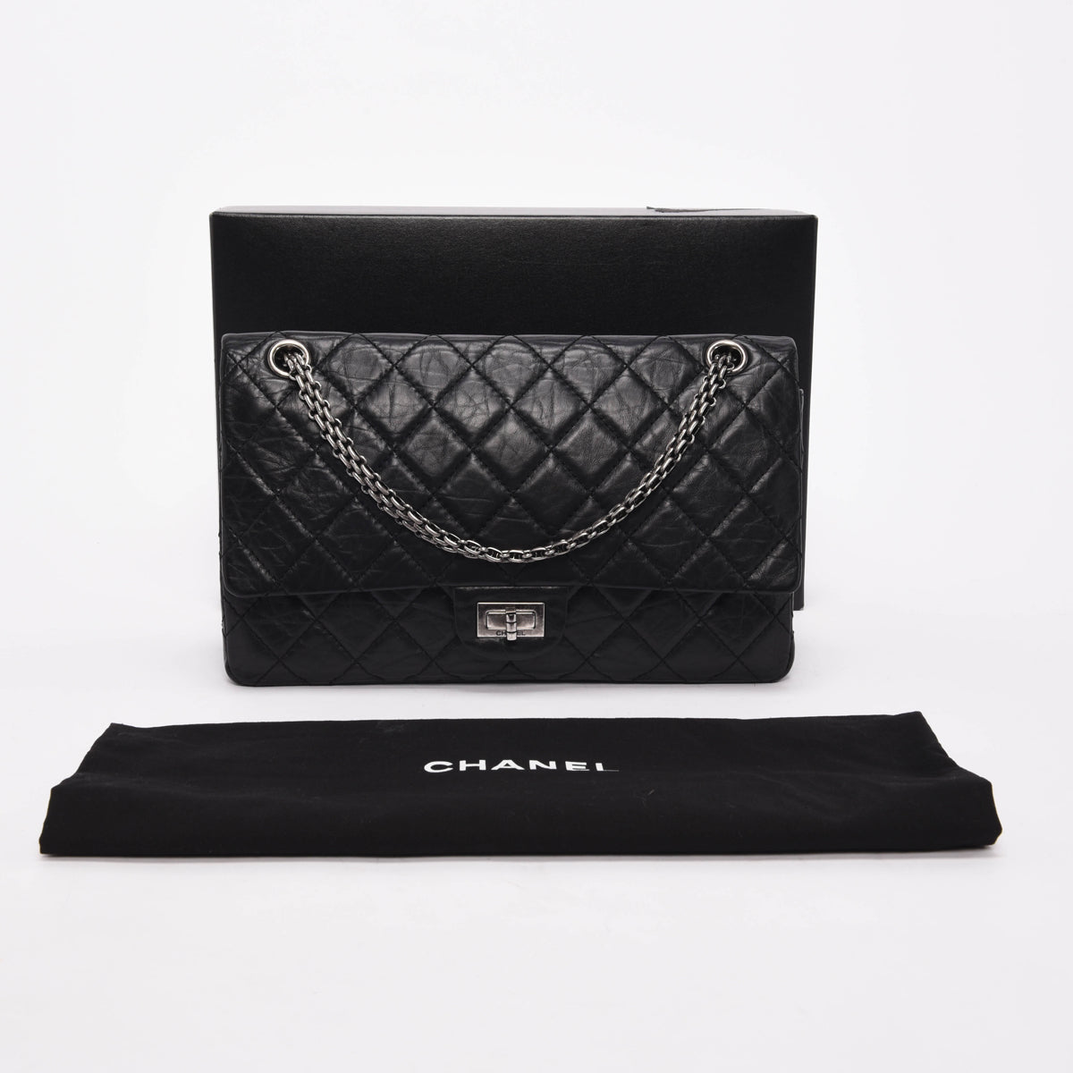 Chanel Black Aged Calfskin 2.55 Reissue 226 Flap Bag