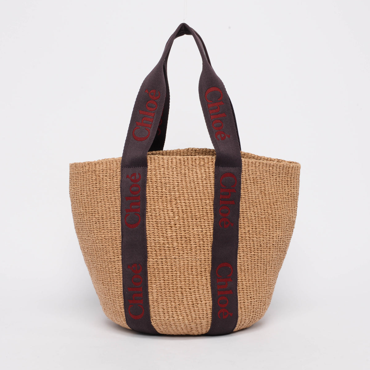 Chloe Purple Raffia Large Woody Basket Tote