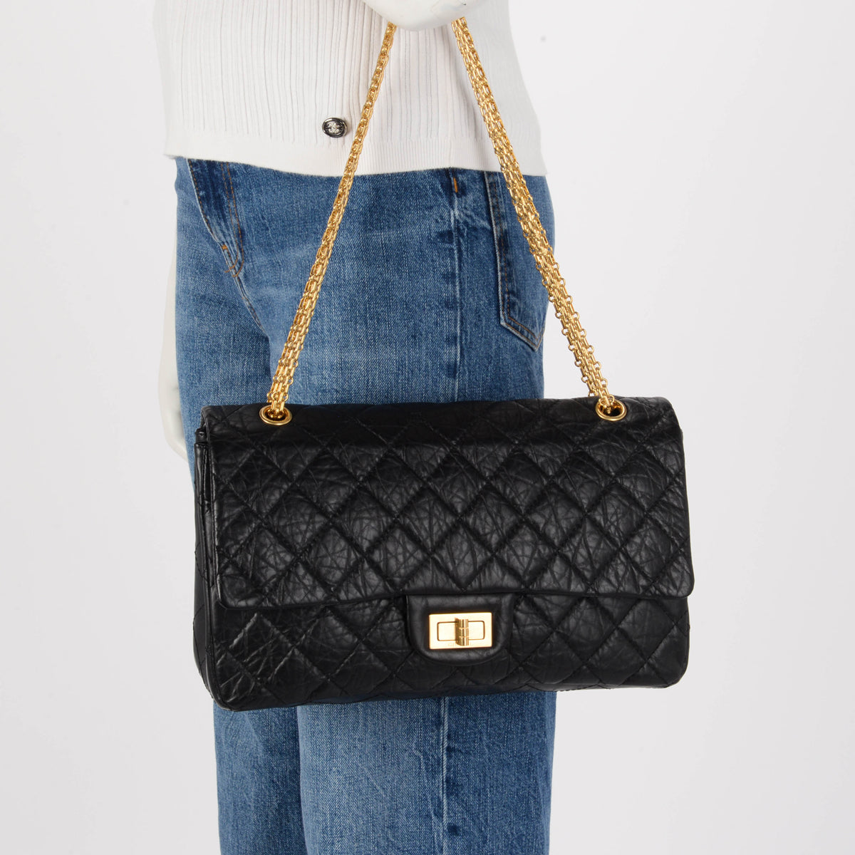 Chanel Black Distressed Calfskin Reissue 226 Flap Bag