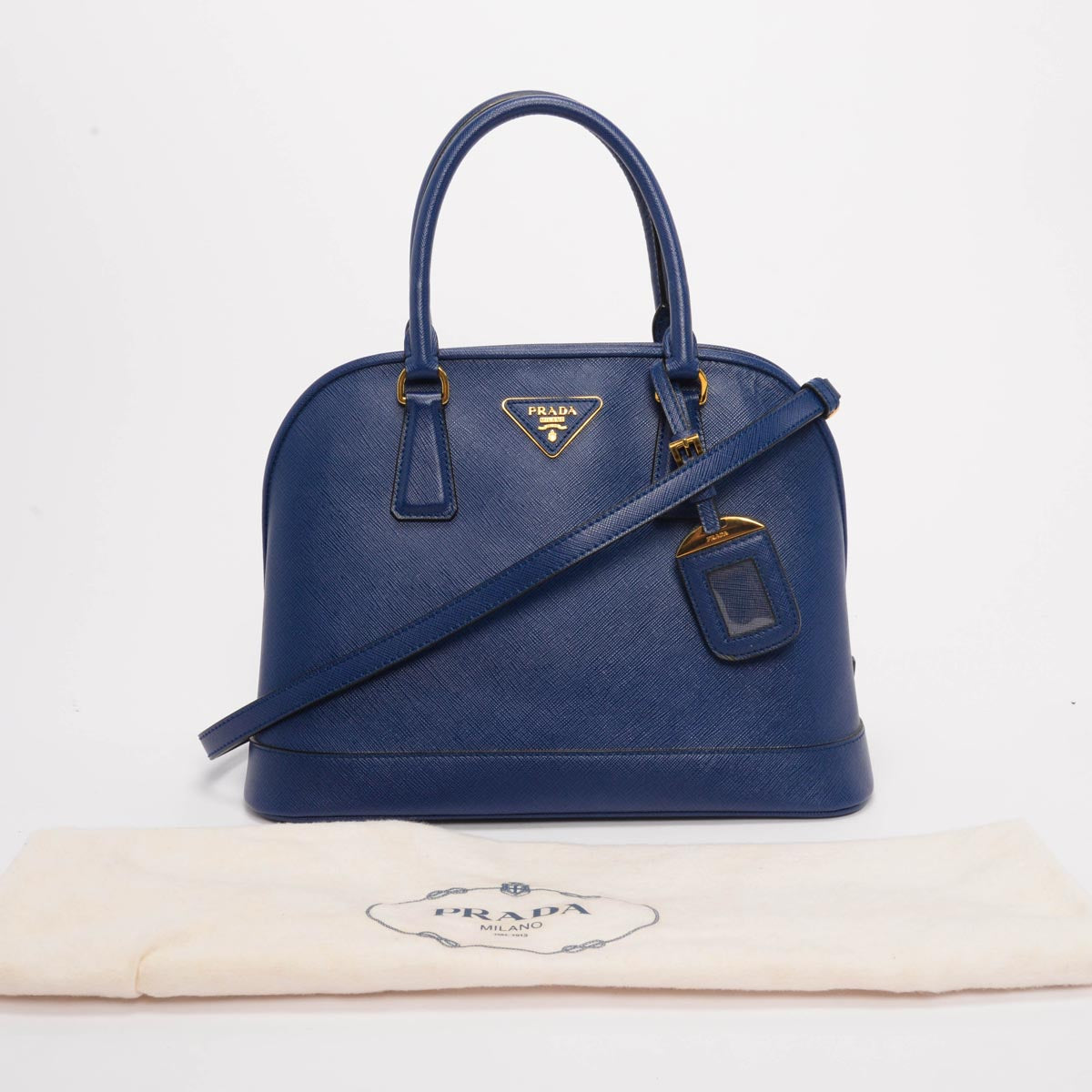 Prada Bluette Saffiano Small Promenade Tote