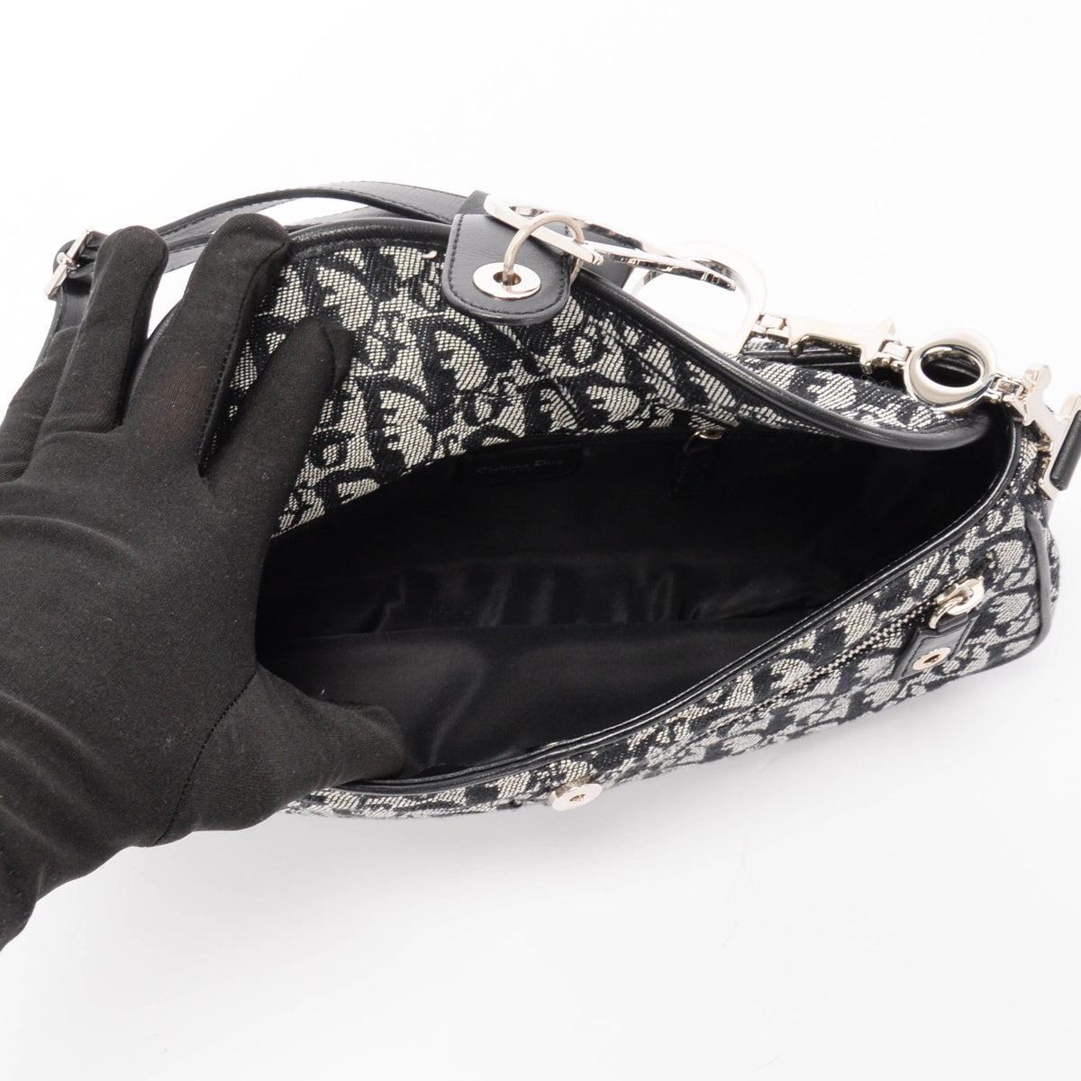 Dior Black Diorissimo Trotter Charm Shoulder Bag