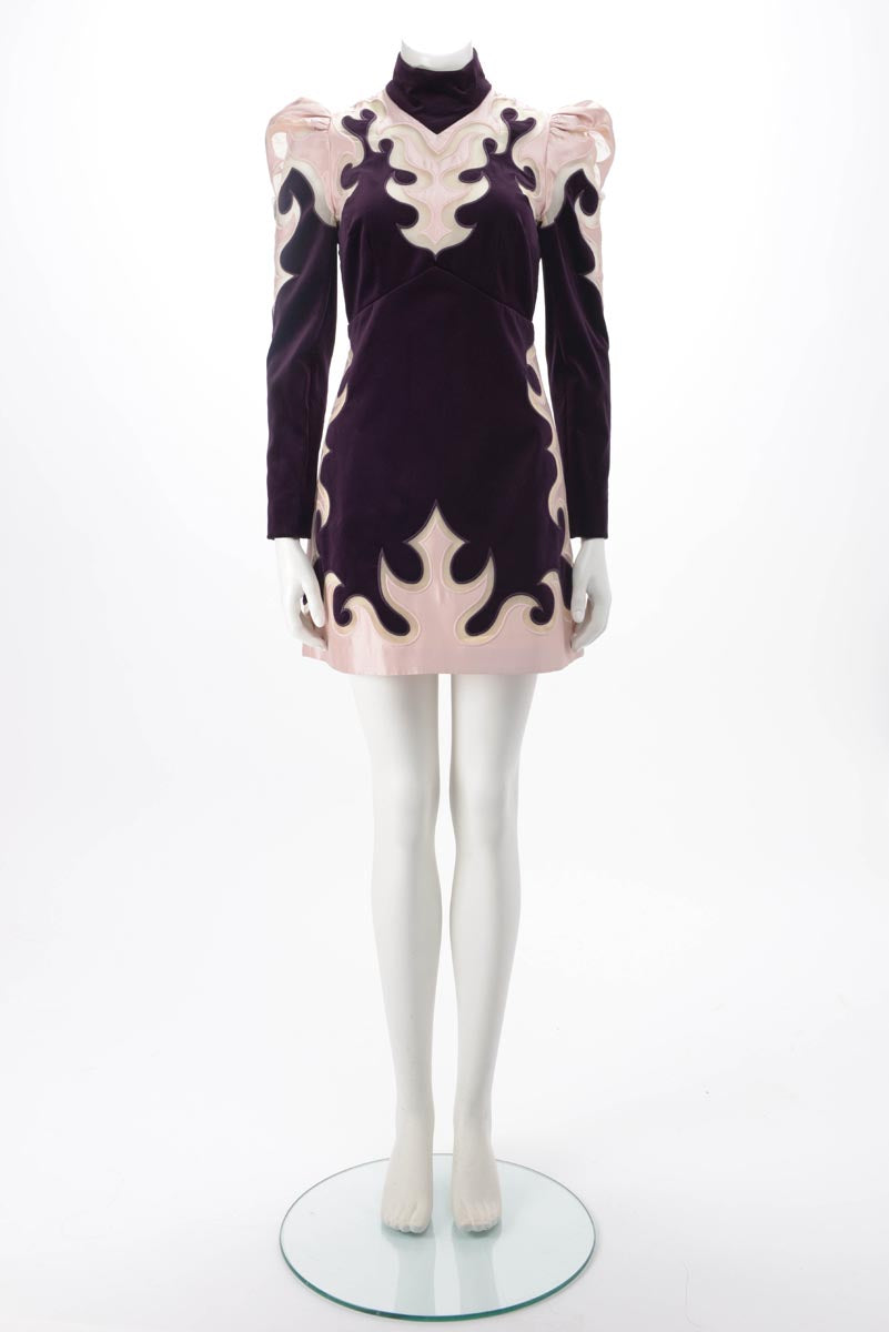 Zimmermann Dark Purple Velvet Ladybeetle Mystic Mini Dress 0