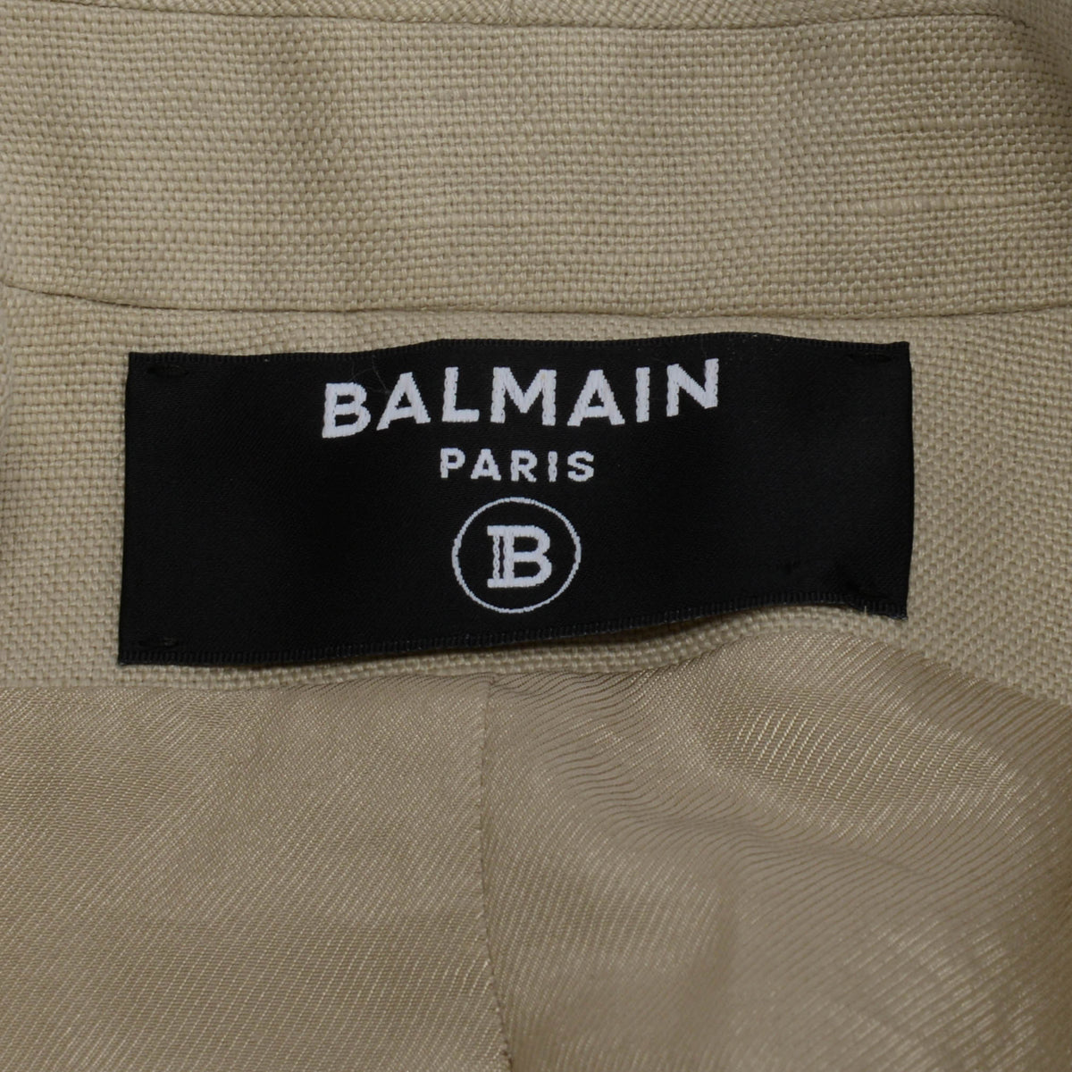 Balmain Beige Linen Fringed Double Breasted Blazer FR 34