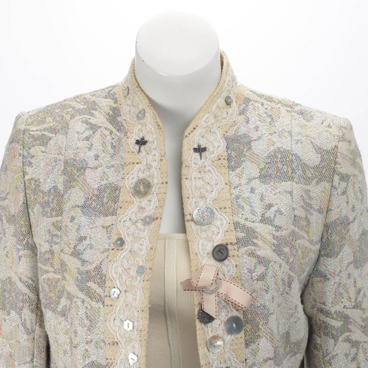 Matthew Williamson Cream Jacquard Edge to Edge Jacket UK 12