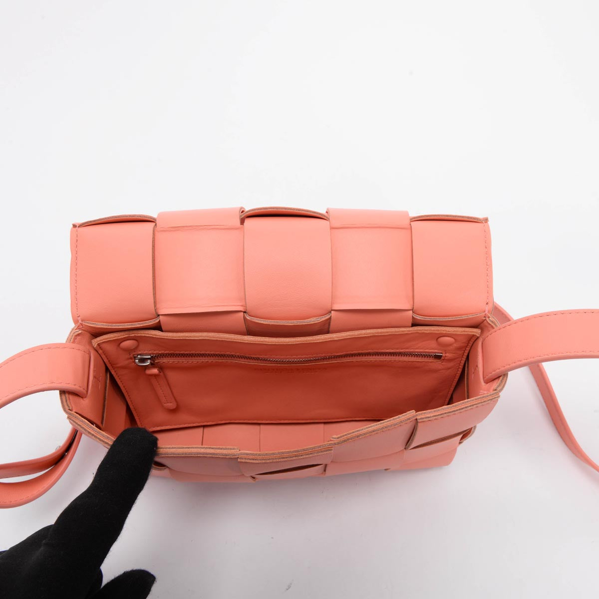 Bottega Veneta Coral Intreccio Lambskin Cassette Bag