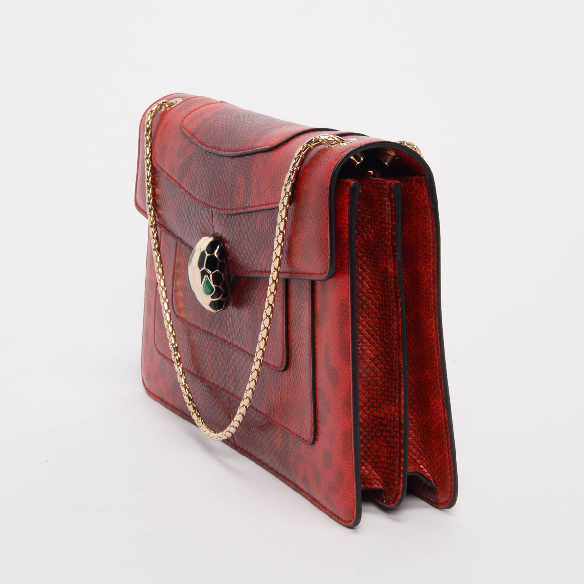 Bulgari Carmine Red Karung Medium Serpenti Forever Bag