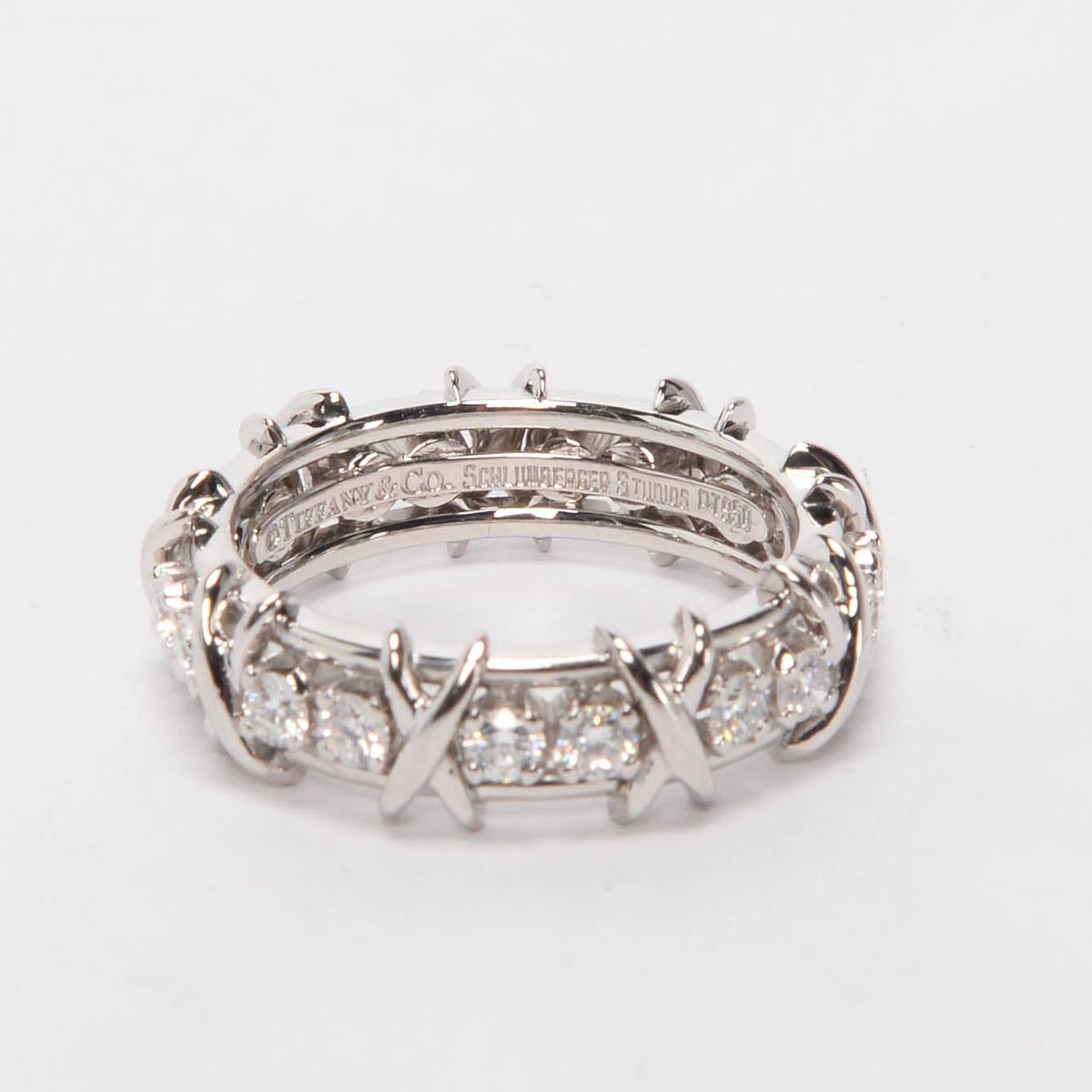 Tiffany & Co Platinum & Diamond Schlumberger 18 Stone Ring