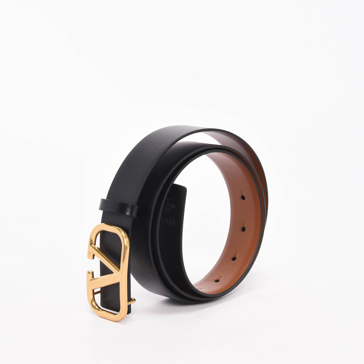 Valentino Black & Brown Calfskin Reversible VLogo Belt