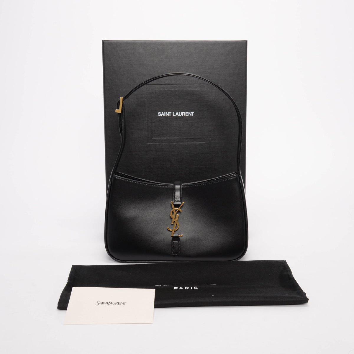 Saint Laurent Black Calfskin Le 5 A 7 Shoulder Bag
