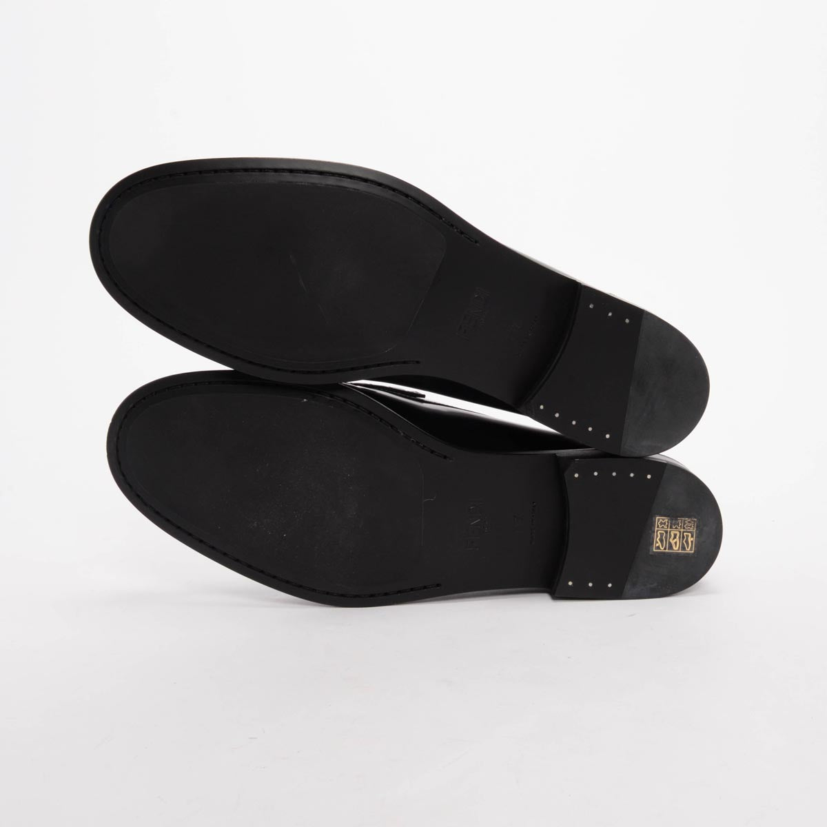 Fendi Black Hi-Shine Penny Loafers 11.5