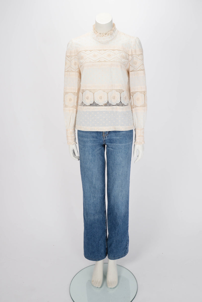 Zimmermann Ivory Cotton Floral Embroidered Blouse 3