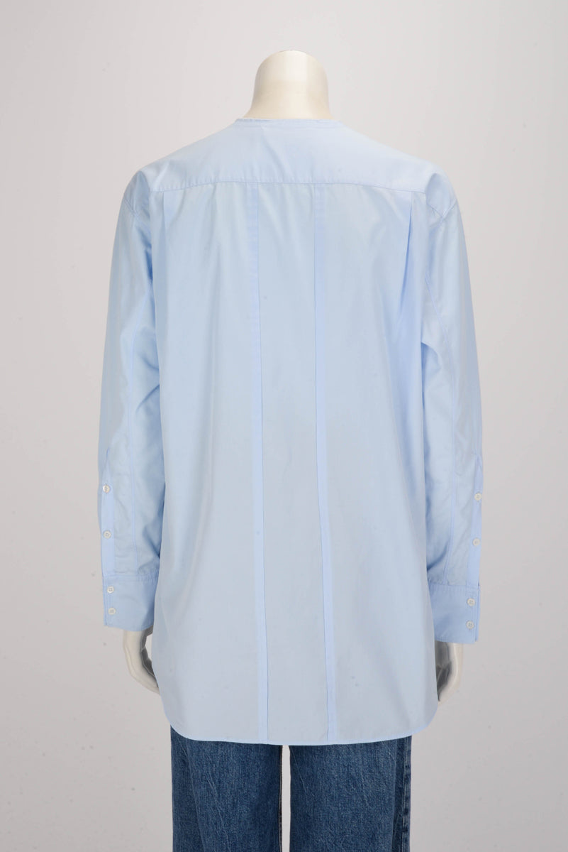 Dior Pale Blue Cotton Collarless Shirt FR 38