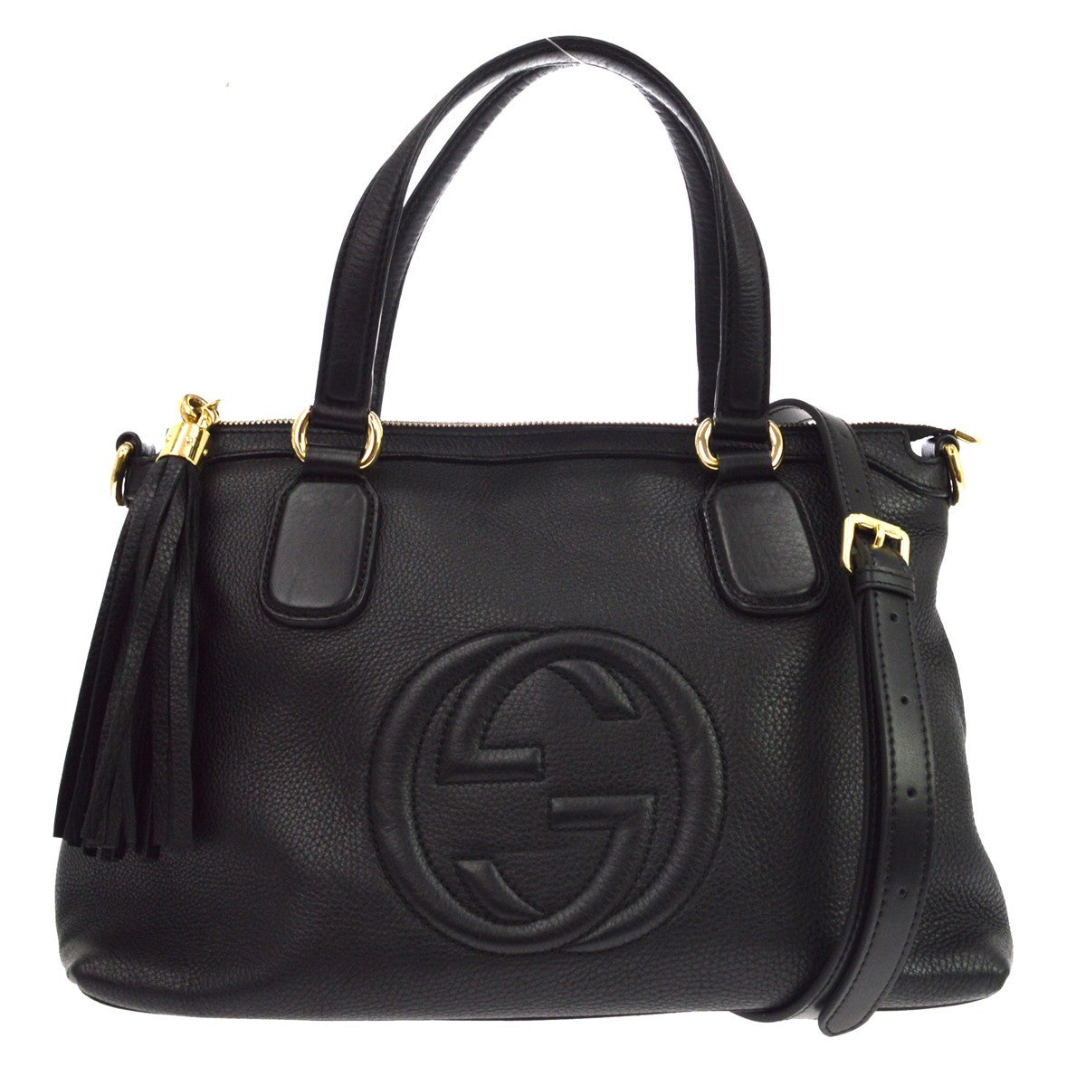 Gucci Black Pebbled Leather Small Soho Top Handle Bag
