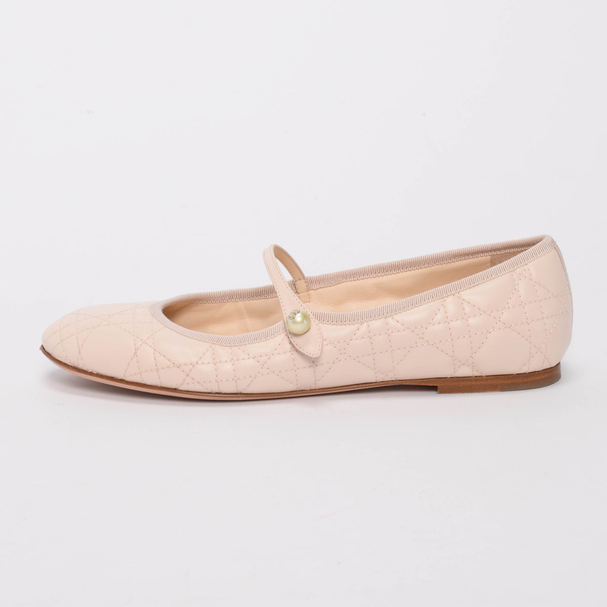 Dior Pale Pink Cannage Calfskin Ballet Flats 39.5