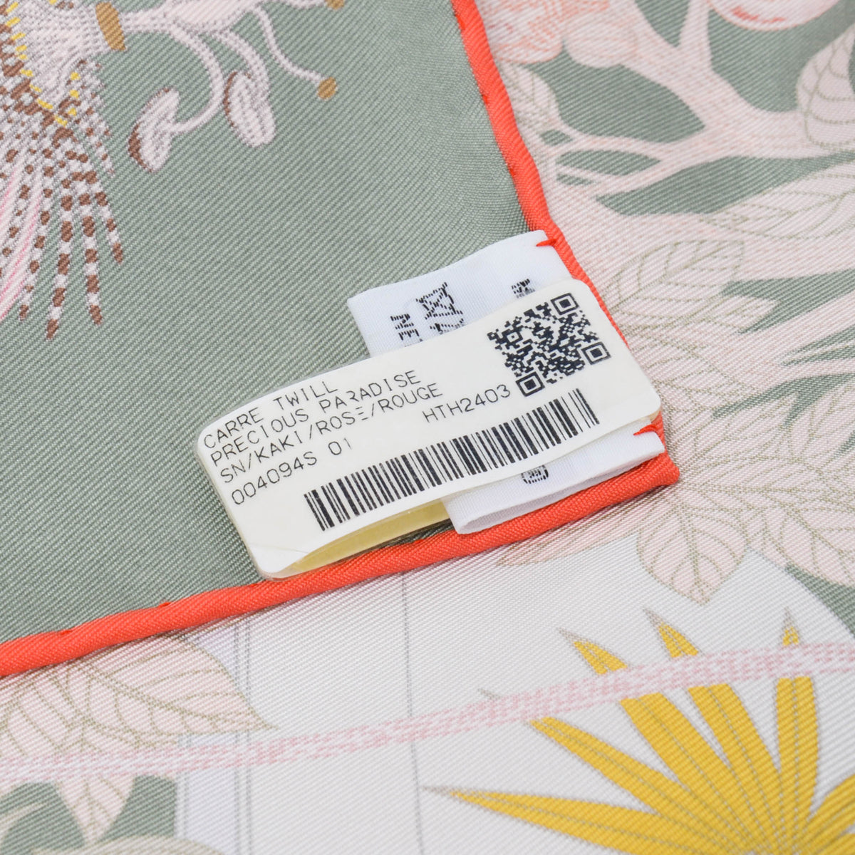 Hermes Kaki Silk Precious Paradise Scarf