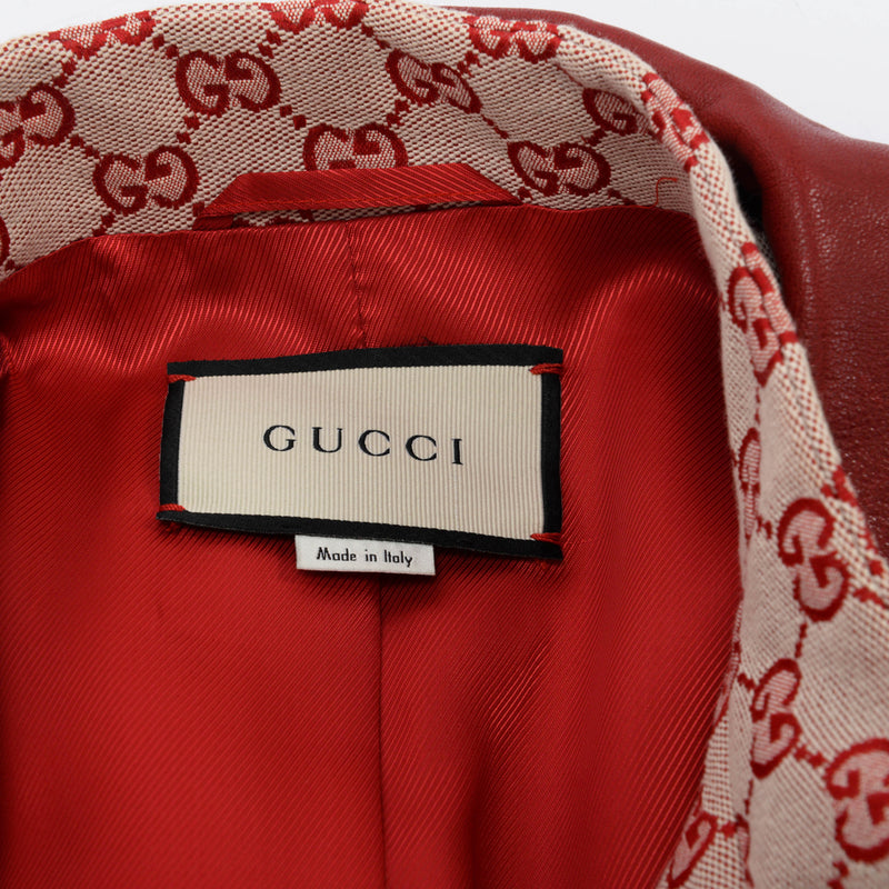 Gucci Red GG Supreme & Lambskin Trench Coat IT 42 - Blue Spinach