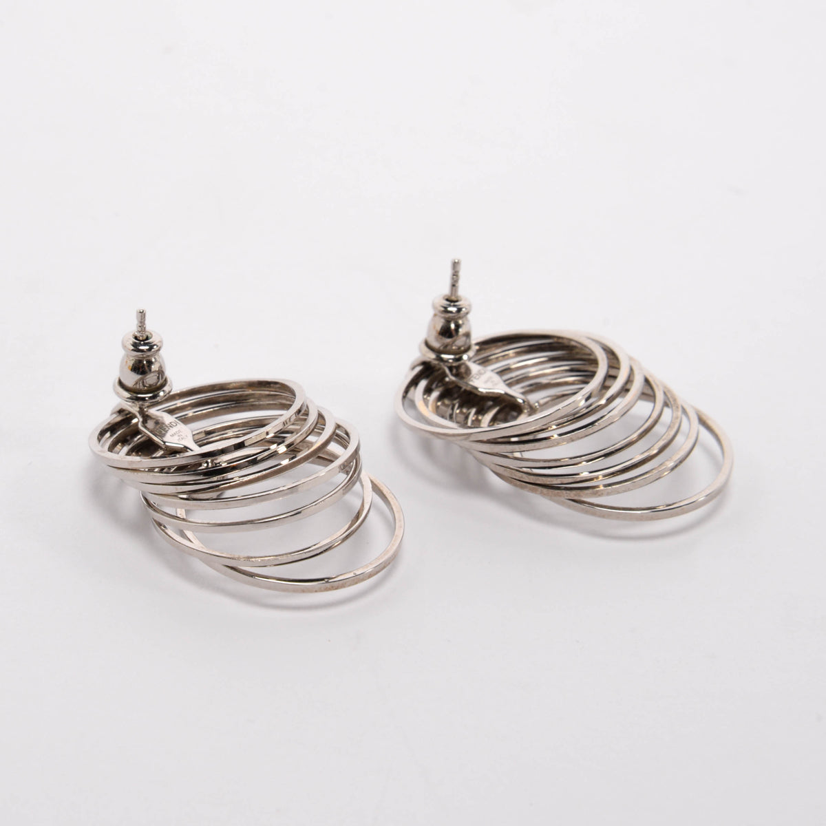 Fendi Silver Crystal O'Lock Hoop Earrings
